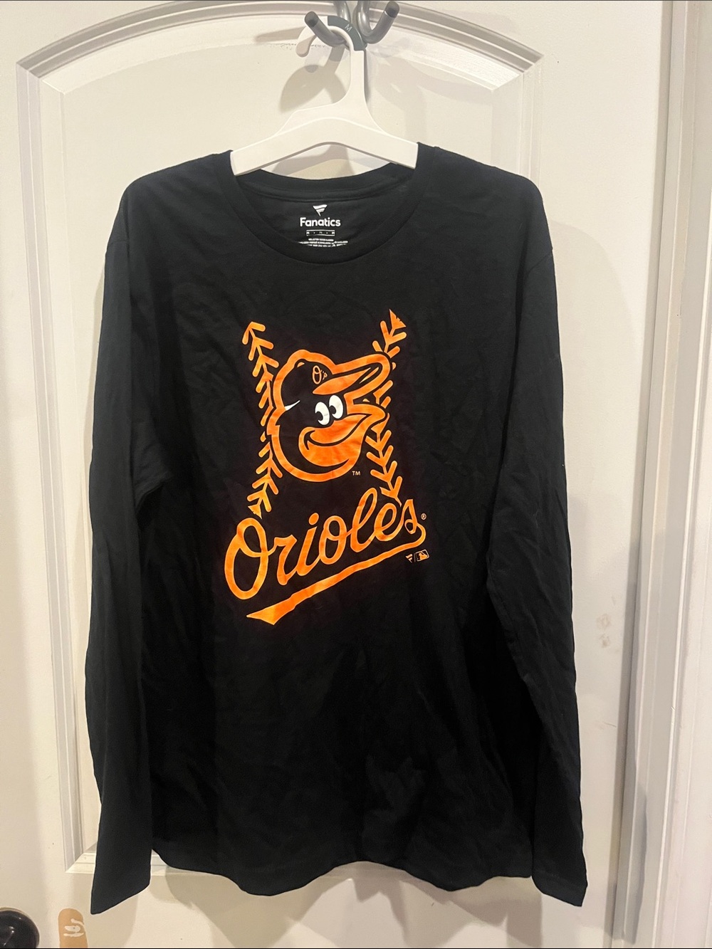 Fanatics Black Baltimore Orioles Orange Logo Long-Sleeve Tee